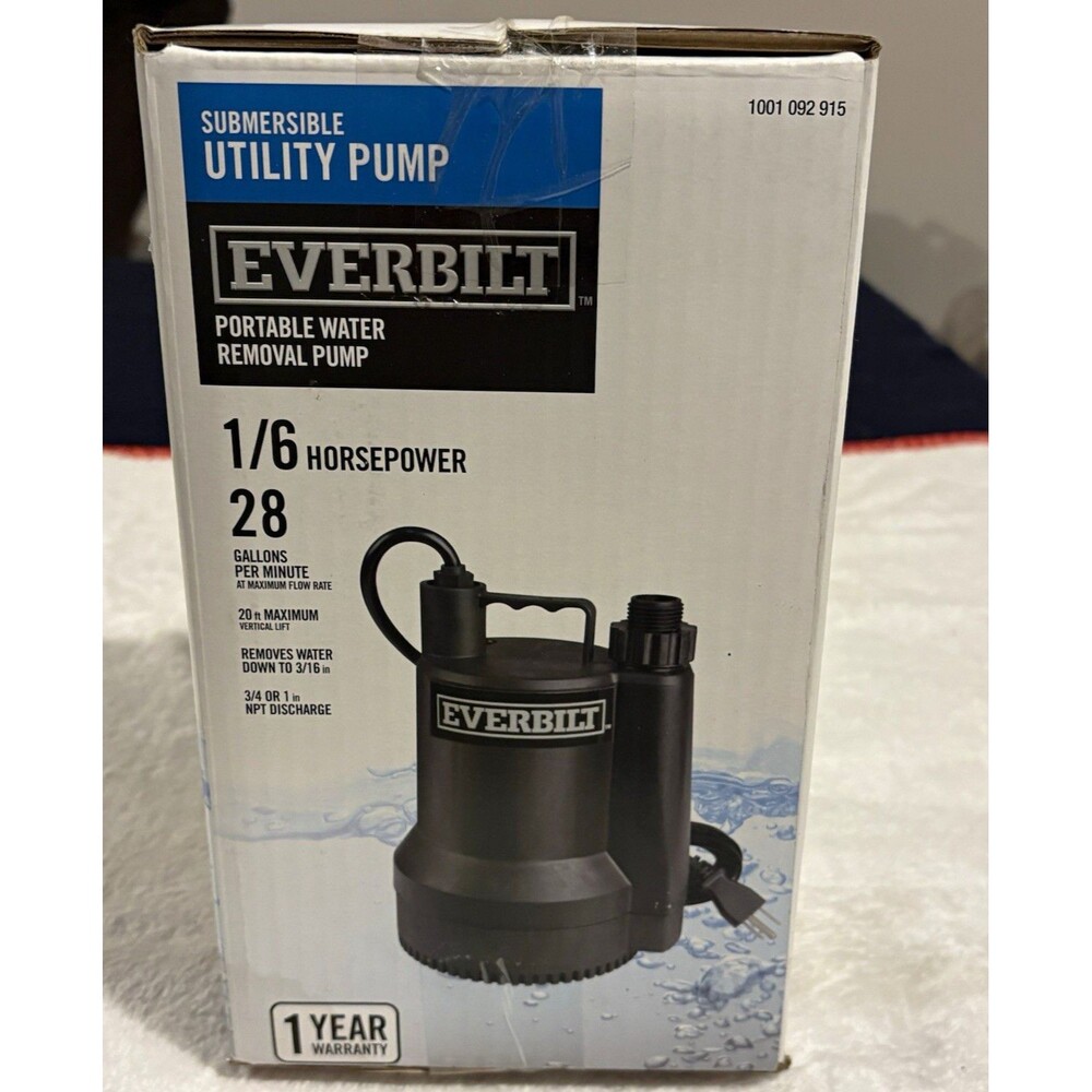 Everbilt Submersible Utility Pump 1/6 HP 28 GPM 115V SUP54-HD 1001092915